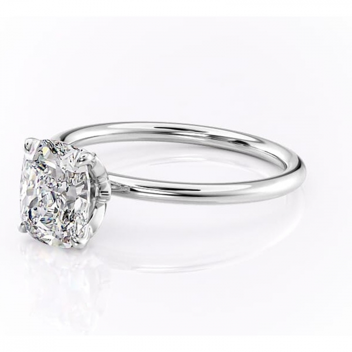 Inel de logodnă Emerald din aur Alb 14kt cu moissanite tăietură pernă – Solitar rafinată pentru profil înalt | Personalizează și configurează gratuit online [7]