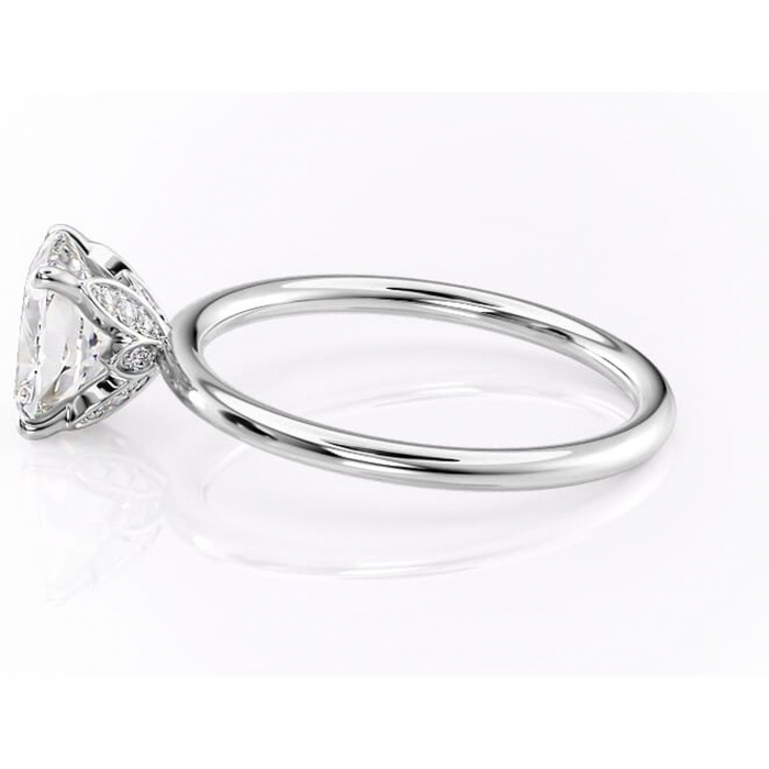 Inel de logodnă Emerald din aur Alb 14kt cu moissanite tăietură pernă – Solitar rafinată pentru profil înalt | Personalizează și configurează gratuit online [6]