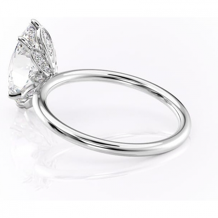 Inel de logodnă Emerald din aur Alb 14kt cu moissanite tăietură marquise – Solitar rafinată pentru profil înalt | Personalizează și configurează gratuit online [5]