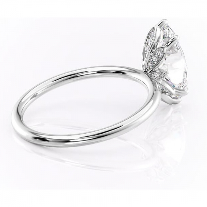 Inel de logodnă Emerald din aur Alb 14kt cu moissanite tăietură marquise – Solitar rafinată pentru profil înalt | Personalizează și configurează gratuit online [3]