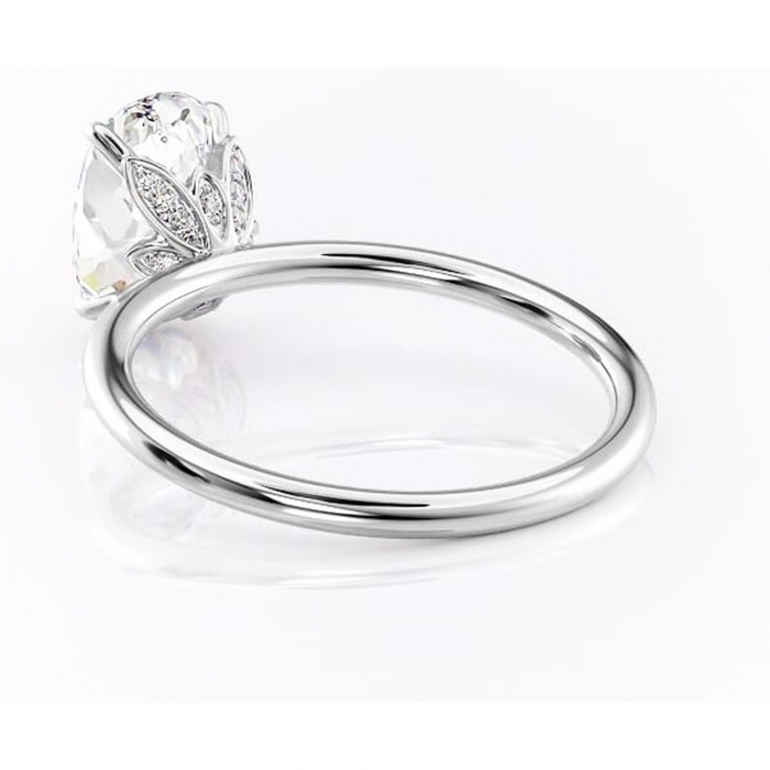 Inel de logodnă Emerald din aur Alb 14kt cu moissanite tăietură ovală – Solitar rafinată pentru profil înalt | Personalizează și configurează gratuit online [4]