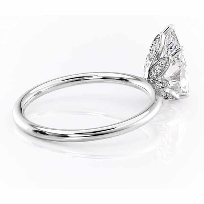 Inel de logodnă Emerald din aur Alb 14kt cu moissanite tăietură pară – Solitar rafinată pentru profil înalt | Personalizează și configurează gratuit online [3]