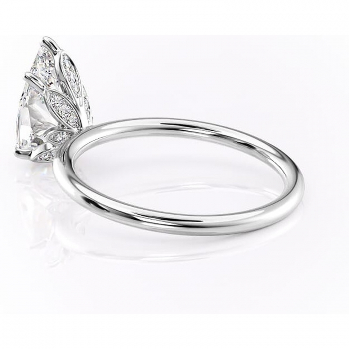 Inel de logodnă Emerald din aur Alb 14kt cu moissanite tăietură pară – Solitar rafinată pentru profil înalt | Personalizează și configurează gratuit online [5]
