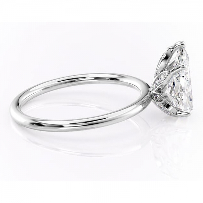 Inel de logodnă Emerald din aur Alb 14kt cu moissanite tăietură pară – Solitar rafinată pentru profil înalt | Personalizează și configurează gratuit online [2]