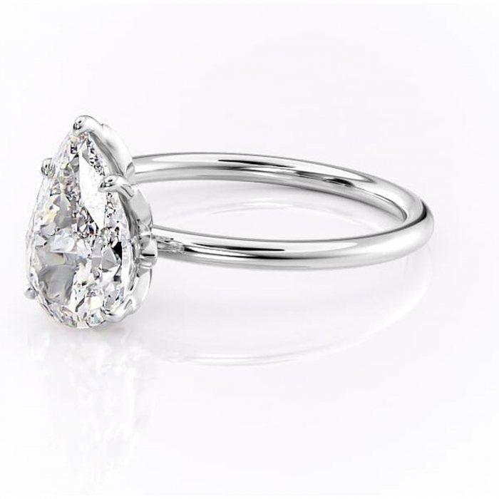 Inel de logodnă Emerald din aur Alb 14kt cu moissanite tăietură pară – Solitar rafinată pentru profil înalt | Personalizează și configurează gratuit online [7]