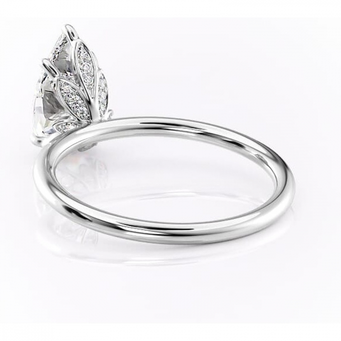 Inel de logodnă Emerald din aur Alb 14kt cu moissanite tăietură pară – Solitar rafinată pentru profil înalt | Personalizează și configurează gratuit online [4]