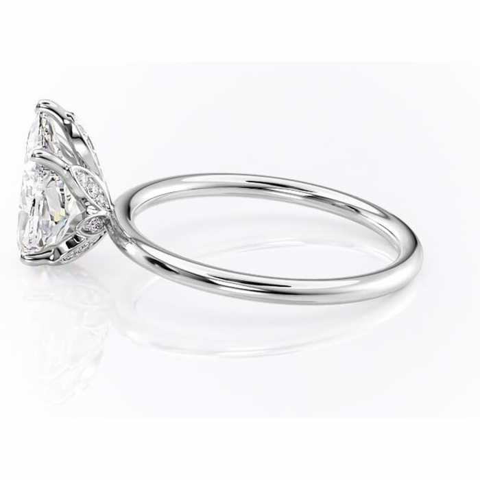 Inel de logodnă Emerald din aur Alb 14kt cu moissanite tăietură pară – Solitar rafinată pentru profil înalt | Personalizează și configurează gratuit online [6]