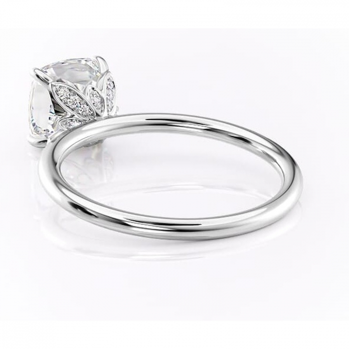 Inel de logodnă Emerald din aur Alb 14kt cu moissanite tăietură pernă – Solitar rafinată pentru profil înalt | Personalizează și configurează gratuit online [4]