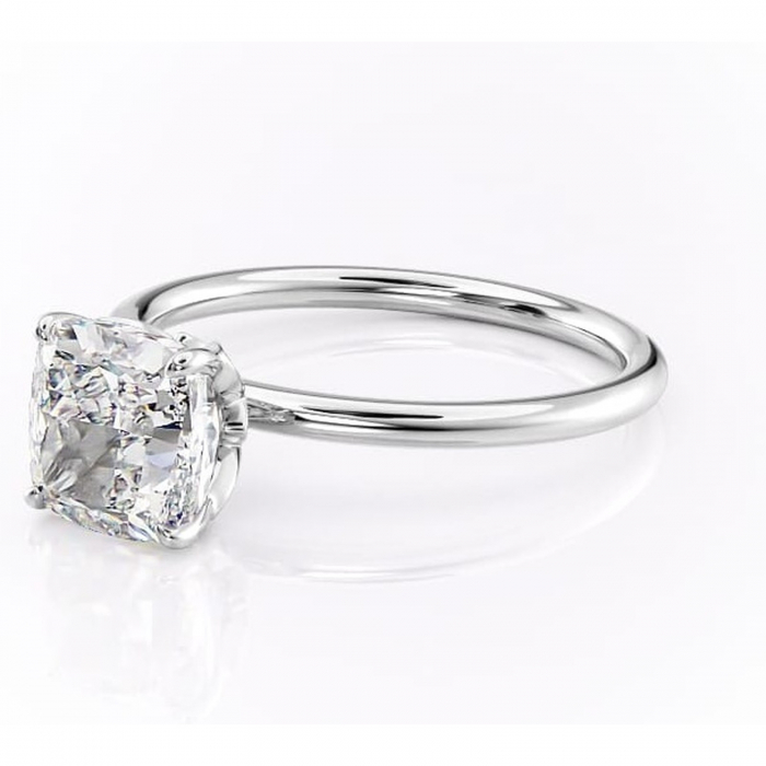 Inel de logodnă Emerald din aur Alb 14kt cu moissanite tăietură pernă – Solitar rafinată pentru profil înalt | Personalizează și configurează gratuit online [7]