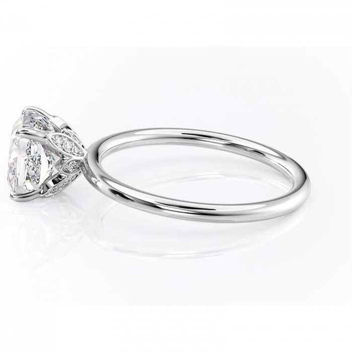 Inel de logodnă Emerald din aur Alb 14kt cu moissanite tăietură pernă – Solitar rafinată pentru profil înalt | Personalizează și configurează gratuit online [6]