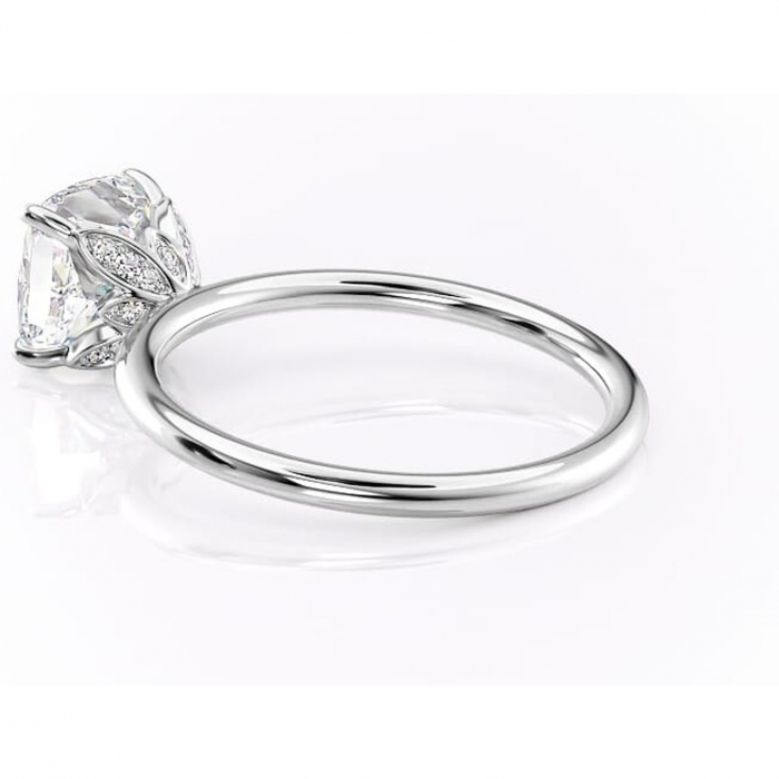 Inel de logodnă Emerald din aur Alb 14kt cu moissanite tăietură pernă – Solitar rafinată pentru profil înalt | Personalizează și configurează gratuit online [5]