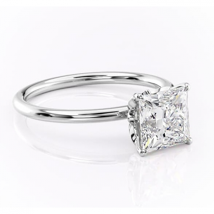 Inel de logodnă Emerald din aur Alb 14kt cu moissanite tăietură princess – Solitar rafinată pentru profil înalt | Personalizează și configurează gratuit online [1]