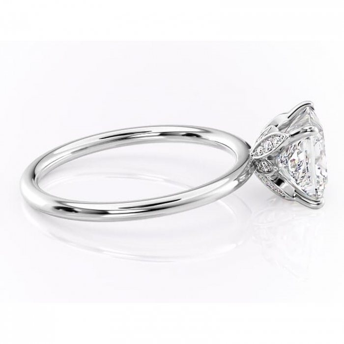 Inel de logodnă Emerald din aur Alb 14kt cu moissanite tăietură princess – Solitar rafinată pentru profil înalt | Personalizează și configurează gratuit online [2]