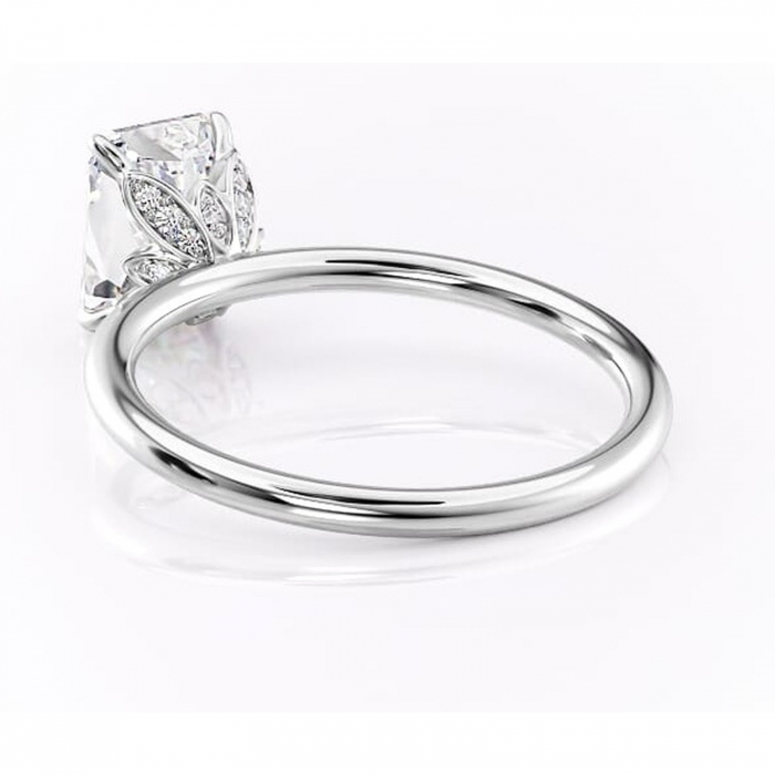 Inel de logodnă Emerald din aur Alb 14kt cu moissanite tăietură radiantă – Solitar rafinată pentru profil înalt | Personalizează și configurează gratuit online [4]