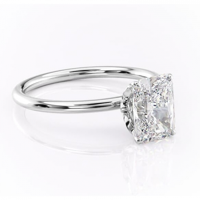 Inel de logodnă Emerald din aur Alb 14kt cu moissanite tăietură radiantă – Solitar rafinată pentru profil înalt | Personalizează și configurează gratuit online [1]