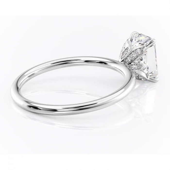 Inel de logodnă Emerald din aur Alb 14kt cu moissanite tăietură radiantă – Solitar rafinată pentru profil înalt | Personalizează și configurează gratuit online [3]