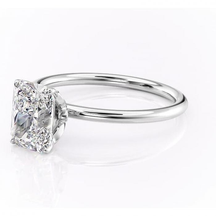 Inel de logodnă Emerald din aur Alb 14kt cu moissanite tăietură radiantă – Solitar rafinată pentru profil înalt | Personalizează și configurează gratuit online [7]