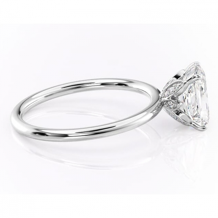 Inel de logodnă Emerald din aur Alb 14kt cu moissanite tăietură radiantă – Solitar rafinată pentru profil înalt | Personalizează și configurează gratuit online [2]