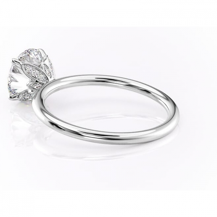 Inel de logodnă Emerald din aur Alb 14kt cu moissanite tăietură rotundă – Solitar rafinată pentru profil înalt | Personalizează și configurează gratuit online [5]