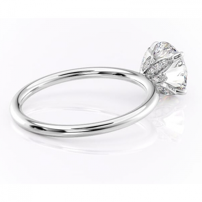 Inel de logodnă Emerald din aur Alb 14kt cu moissanite tăietură rotundă – Solitar rafinată pentru profil înalt | Personalizează și configurează gratuit online [3]