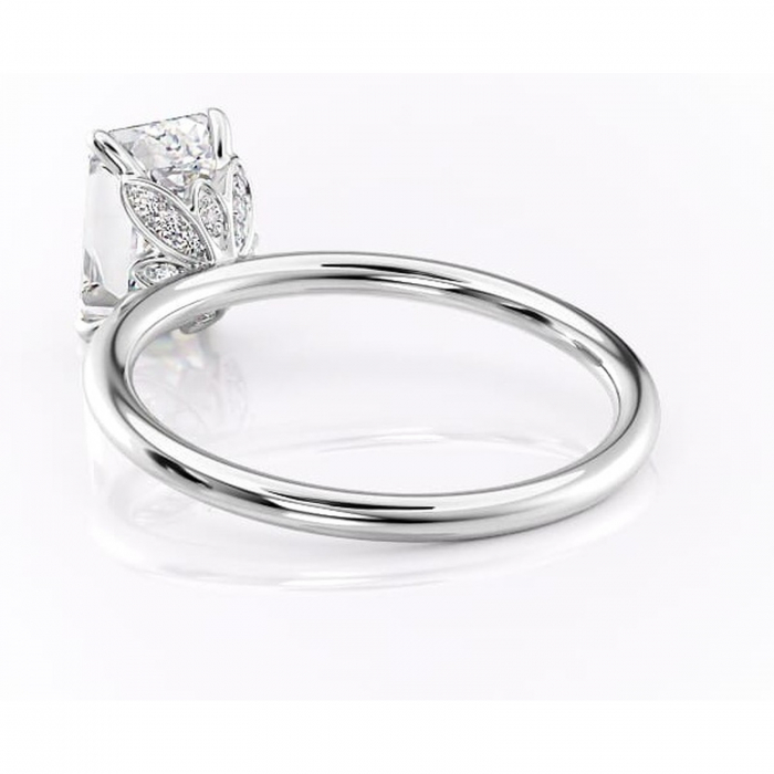 Inel de logodnă Emerald din aur Alb 14kt cu moissanite tăietură smarald – Solitar rafinată pentru profil înalt | Personalizează și configurează gratuit online [4]