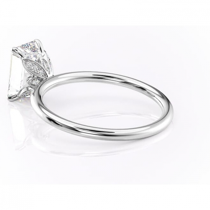 Inel de logodnă Emerald din aur Alb 14kt cu moissanite tăietură smarald – Solitar rafinată pentru profil înalt | Personalizează și configurează gratuit online [5]