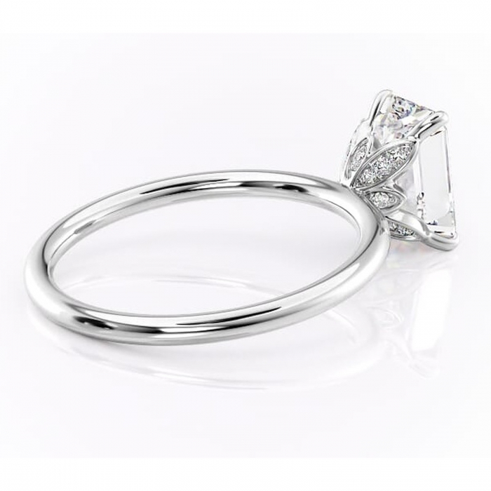 Inel de logodnă Emerald din aur Alb 14kt cu moissanite tăietură smarald – Solitar rafinată pentru profil înalt | Personalizează și configurează gratuit online [3]