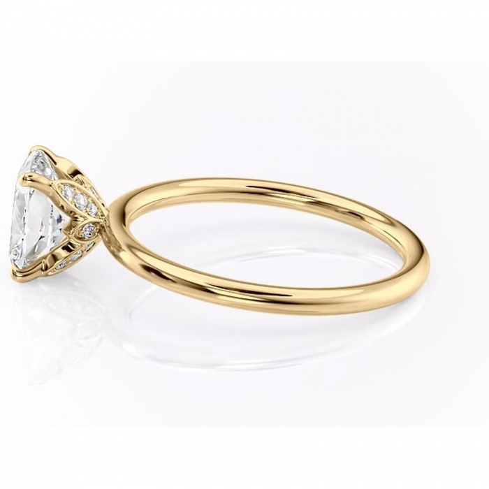 Inel de logodnă Emerald din aur Galben 14kt cu moissanite tăietură pernă – Solitar rafinată pentru profil înalt | Personalizează și configurează gratuit online [6]