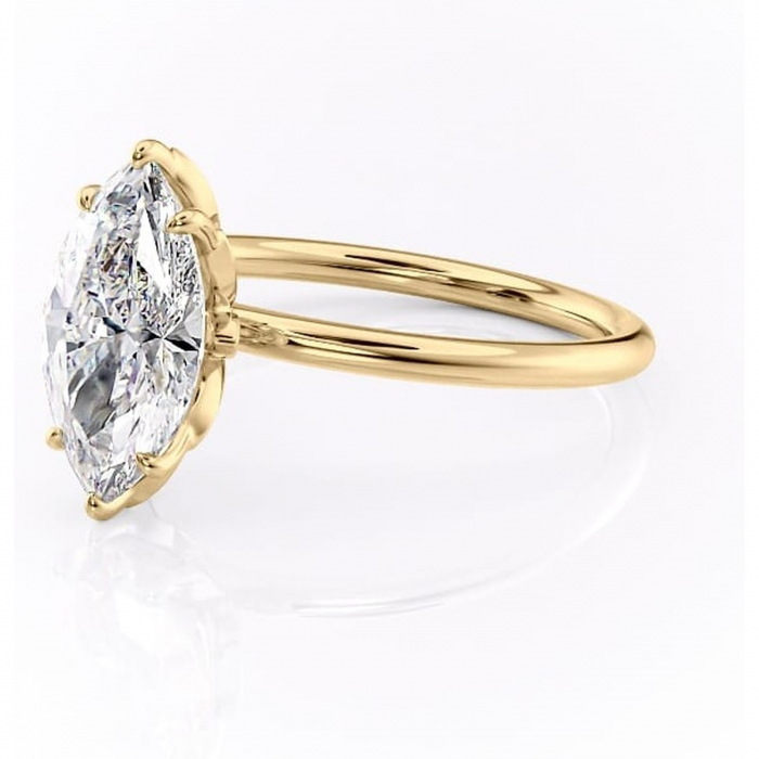 Inel de logodnă Emerald din aur Galben 14kt cu moissanite tăietură marquise – Solitar rafinată pentru profil înalt | Personalizează și configurează gratuit online [7]