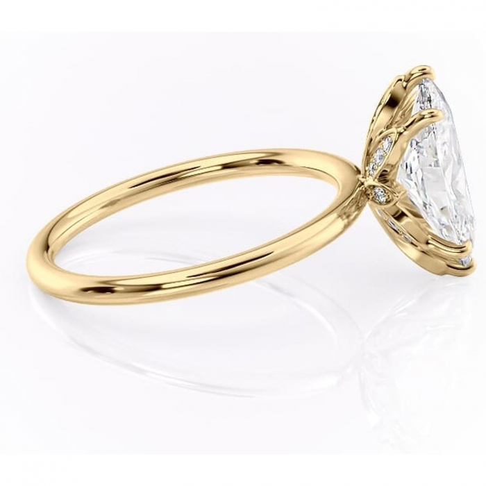 Inel de logodnă Emerald din aur Galben 14kt cu moissanite tăietură marquise – Solitar rafinată pentru profil înalt | Personalizează și configurează gratuit online [2]