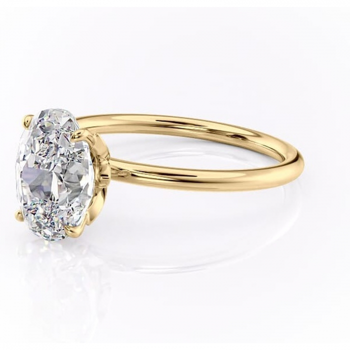 Inel de logodnă Emerald din aur Galben 14kt cu moissanite tăietură ovală – Solitar rafinată pentru profil înalt | Personalizează și configurează gratuit online [7]