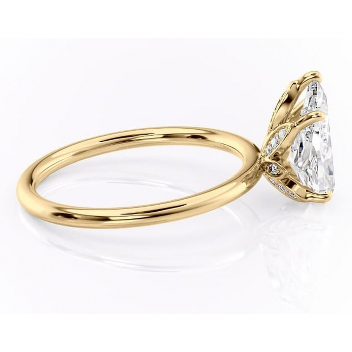 Inel de logodnă Emerald din aur Galben 14kt cu moissanite tăietură pară – Solitar rafinată pentru profil înalt | Personalizează și configurează gratuit online [2]