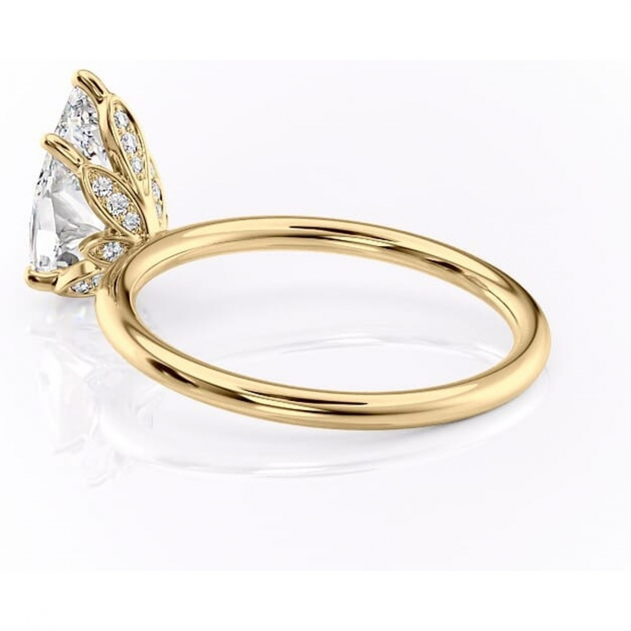 Inel de logodnă Emerald din aur Galben 14kt cu moissanite tăietură pară – Solitar rafinată pentru profil înalt | Personalizează și configurează gratuit online [5]