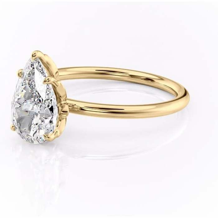 Inel de logodnă Emerald din aur Galben 14kt cu moissanite tăietură pară – Solitar rafinată pentru profil înalt | Personalizează și configurează gratuit online [7]