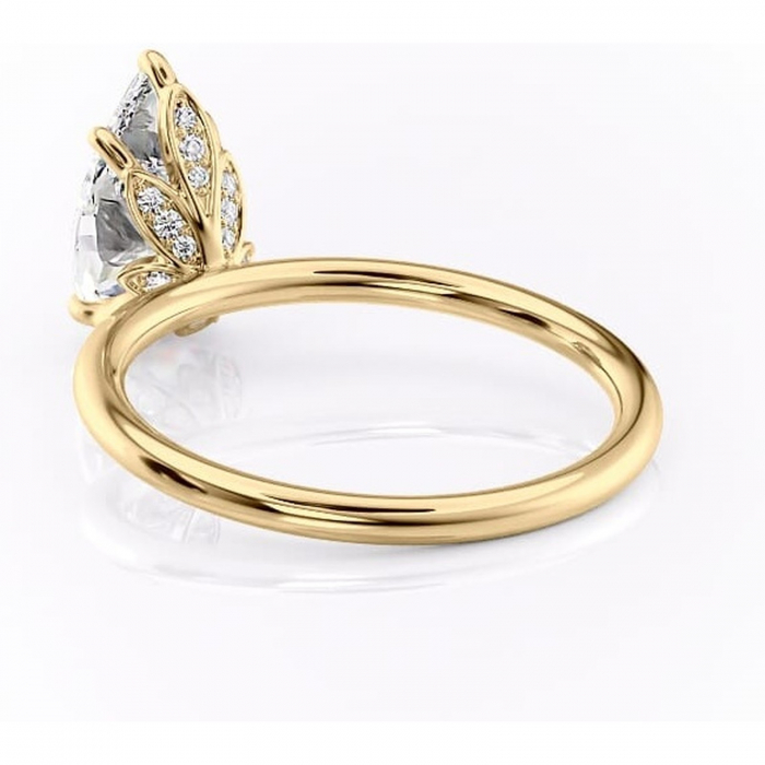 Inel de logodnă Emerald din aur Galben 14kt cu moissanite tăietură pară – Solitar rafinată pentru profil înalt | Personalizează și configurează gratuit online [4]