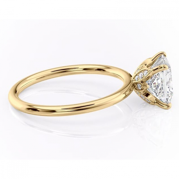 Inel de logodnă Emerald din aur Galben 18kt cu moissanite tăietură princess – Solitar rafinată pentru profil înalt | Personalizează și configurează gratuit online [2]