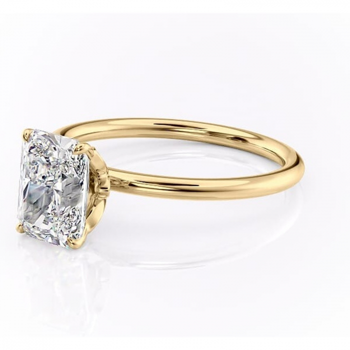 Inel de logodnă Emerald din aur Galben 14kt cu moissanite tăietură radiantă – Solitar rafinată pentru profil înalt | Personalizează și configurează gratuit online [7]