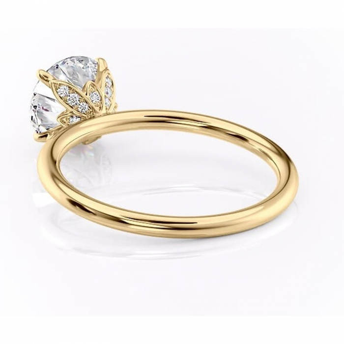 Inel de logodnă Emerald din aur Galben 14kt cu moissanite tăietură rotundă – Solitar rafinată pentru profil înalt | Personalizează și configurează gratuit online [4]