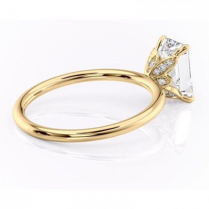 Inel de logodnă Emerald din aur Galben 14kt cu moissanite tăietură smarald – Solitar rafinată pentru profil înalt | Personalizează și configurează gratuit online [3]