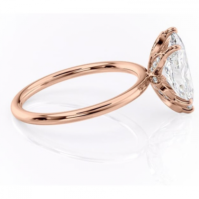 Inel de logodnă Emerald din aur Rose 14kt cu moissanite tăietură marquise – Solitar rafinată pentru profil înalt | Personalizează și configurează gratuit online [2]