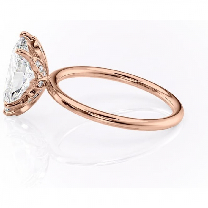 Inel de logodnă Emerald din aur Rose 14kt cu moissanite tăietură marquise – Solitar rafinată pentru profil înalt | Personalizează și configurează gratuit online [6]