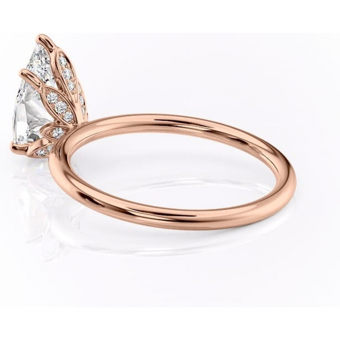 Inel de logodnă Emerald din aur Rose 14kt cu moissanite tăietură pară – Solitar rafinată pentru profil înalt | Personalizează și configurează gratuit online [5]