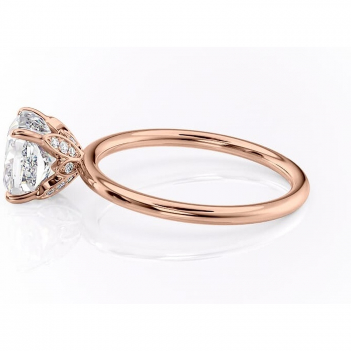 Inel de logodnă Emerald din aur Rose 14kt cu moissanite tăietură pernă – Solitar rafinată pentru profil înalt | Personalizează și configurează gratuit online [6]