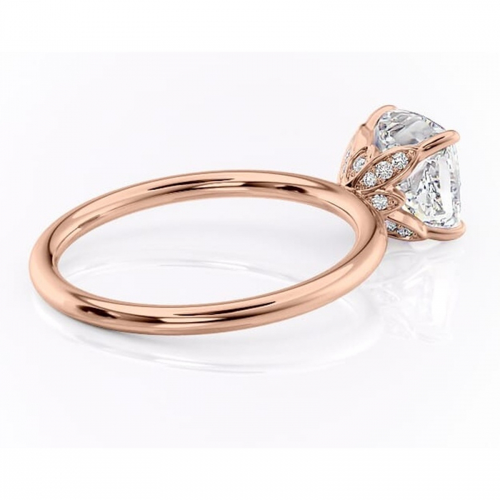 Inel de logodnă Emerald din aur Rose 14kt cu moissanite tăietură pernă – Solitar rafinată pentru profil înalt | Personalizează și configurează gratuit online [3]