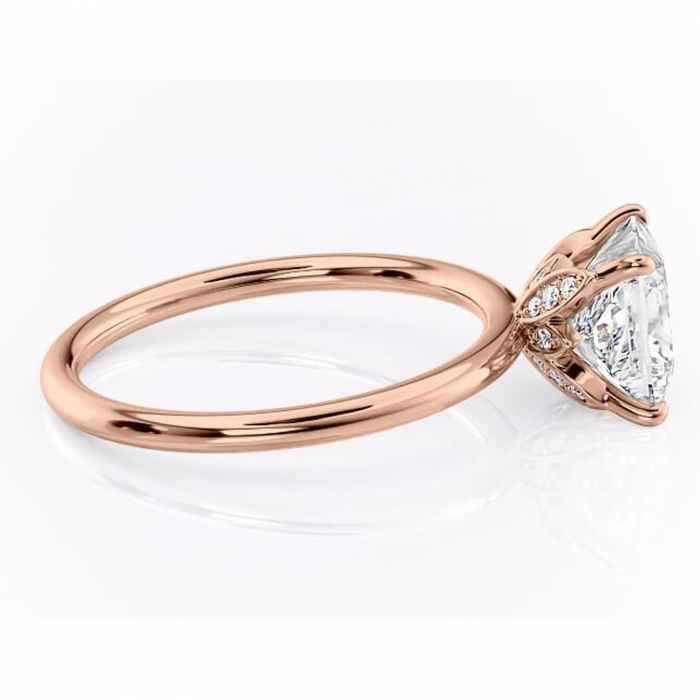 Inel de logodnă Emerald din aur Rose 14kt cu moissanite tăietură princess – Solitar rafinată pentru profil înalt | Personalizează și configurează gratuit online [2]