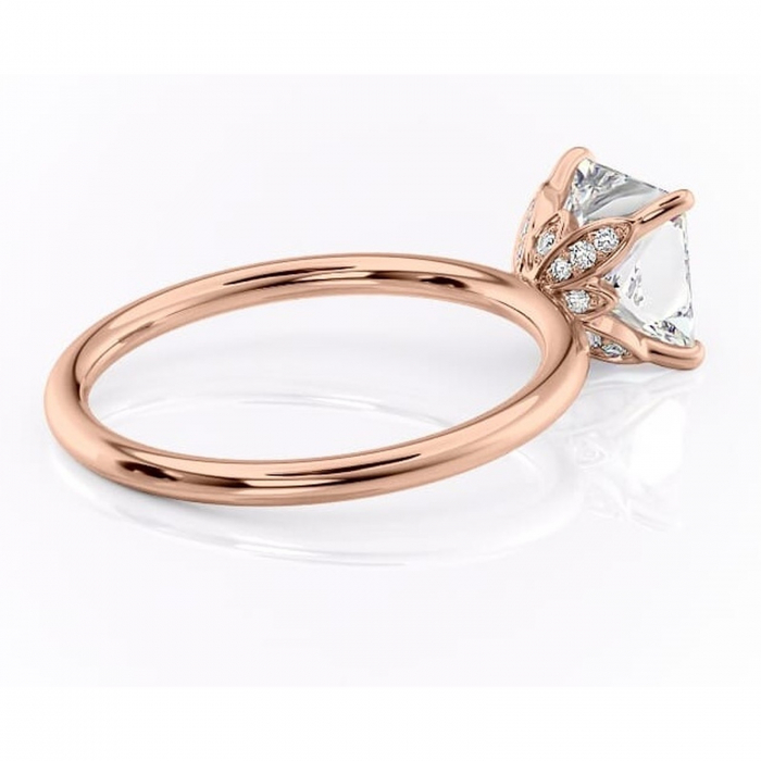 Inel de logodnă Emerald din aur Rose 14kt cu moissanite tăietură princess – Solitar rafinată pentru profil înalt | Personalizează și configurează gratuit online [3]