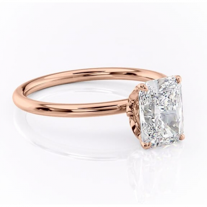 Inel de logodnă Emerald din aur Rose 18kt cu moissanite tăietură radiantă – Solitar rafinată pentru profil înalt | Personalizează și configurează gratuit online [1]