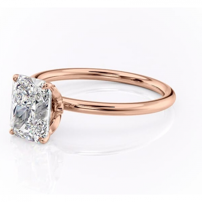 Inel de logodnă Emerald din aur Rose 18kt cu moissanite tăietură radiantă – Solitar rafinată pentru profil înalt | Personalizează și configurează gratuit online [7]