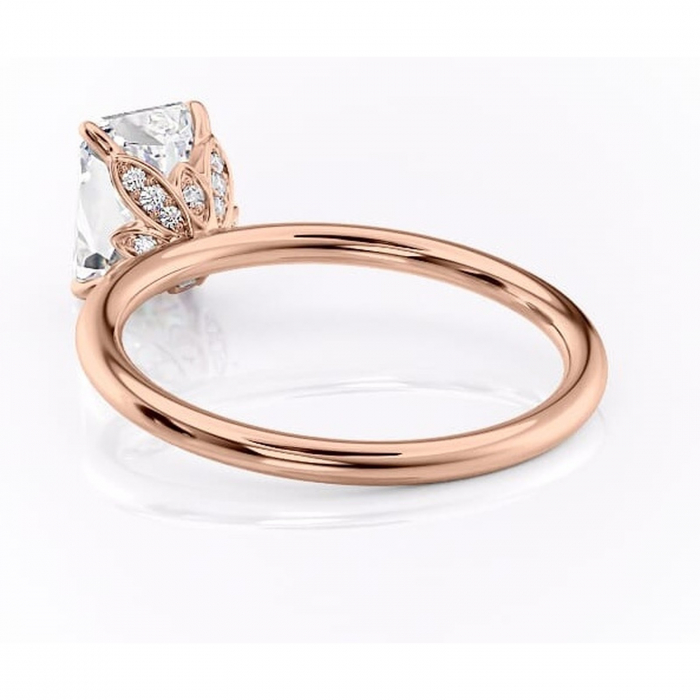 Inel de logodnă Emerald din aur Rose 18kt cu moissanite tăietură radiantă – Solitar rafinată pentru profil înalt | Personalizează și configurează gratuit online [4]