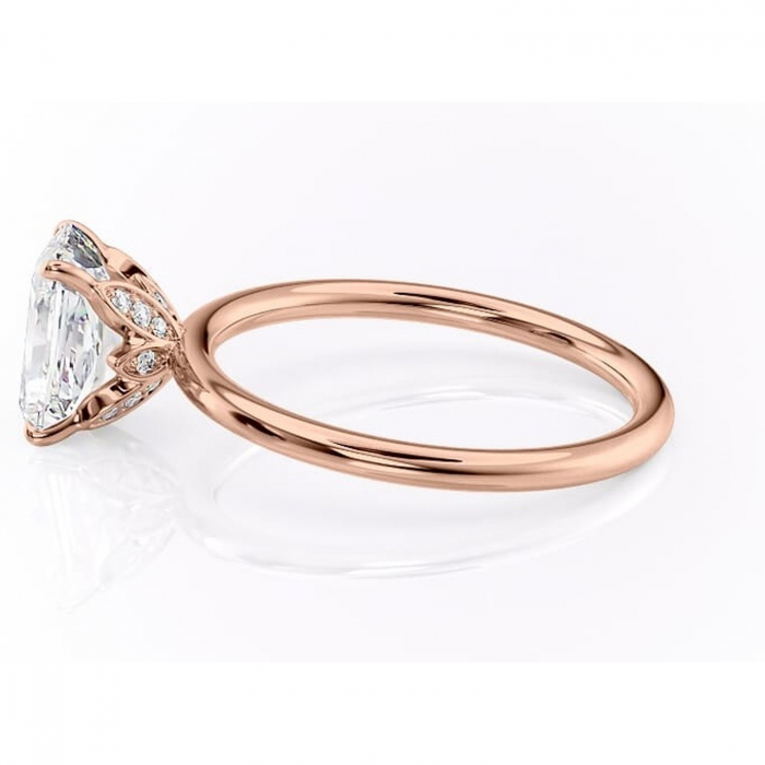 Inel de logodnă Emerald din aur Rose 18kt cu moissanite tăietură radiantă – Solitar rafinată pentru profil înalt | Personalizează și configurează gratuit online [6]